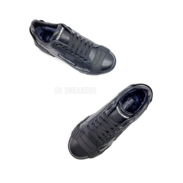 Мужские зимние кроссовки Dolce &amp; Gabbana Man Winter Leather Black