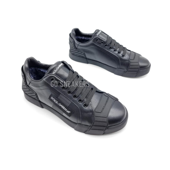 Мужские зимние кроссовки Dolce &amp; Gabbana Man Winter Leather Black