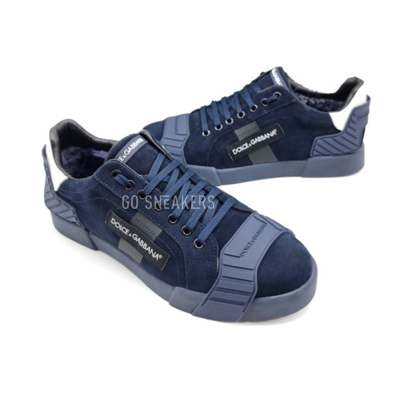 Мужские зимние кроссовки Dolce &amp; Gabbana Man Winter Suede Navy