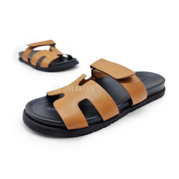 Унисекс сандалии Hermes Flip-flops Leather Brown/Black