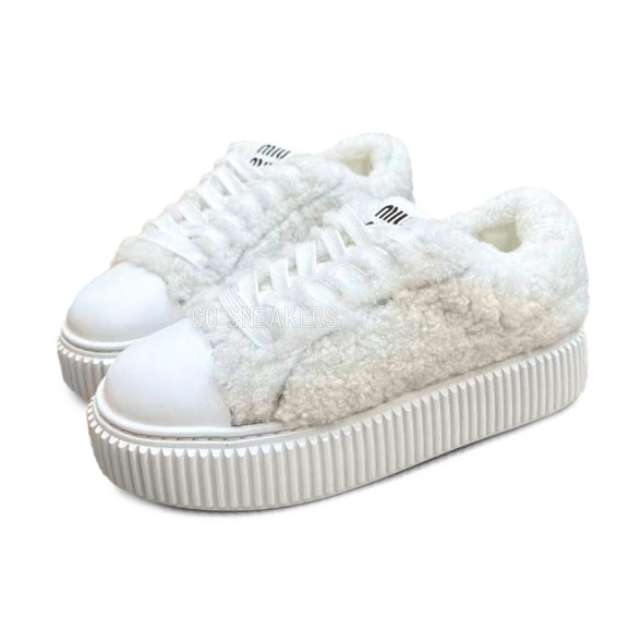 Женские зимние кроссовки Miu Miu Woman Wool Winter White