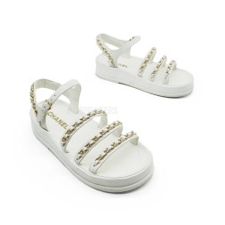 Chanel Sandals Chains White