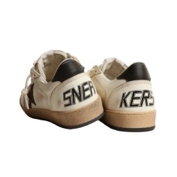 Golden Goose Ball Star Chicory-Coffee Glitter Star and Black Leather Heel Tab