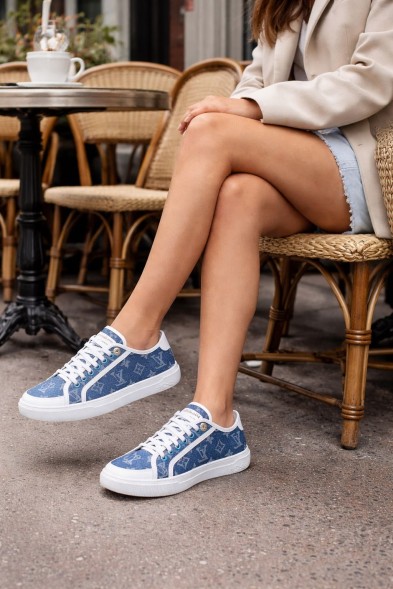 Женские кеды Louis Vuitton Textile Sneakers Blue Jeans