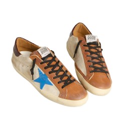 Golden Goose Superstar LTD Light Blue Star and Crocodile Heel Tab