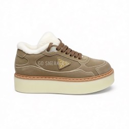 Prada Platform Suede Winter Beige