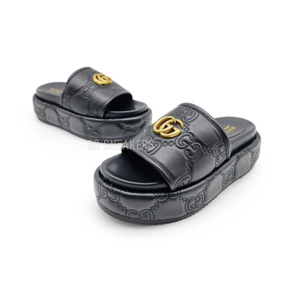Женские шлепки Gucci Flip-flops Platform Double G Black