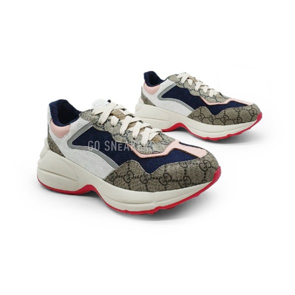 Унисекс кроссовки Gucci Rhyton White/Navy/Brown