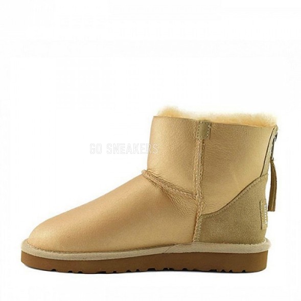 Женские мини угги на молнии Mini Zip Metallic Soft Gold